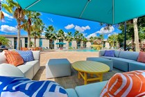 Cabana style seating at our pool.
